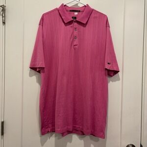 Nike Tiger Woods Collection Dri-FIT Master Golf Polo Pink‎ Stripe Mens Size XL